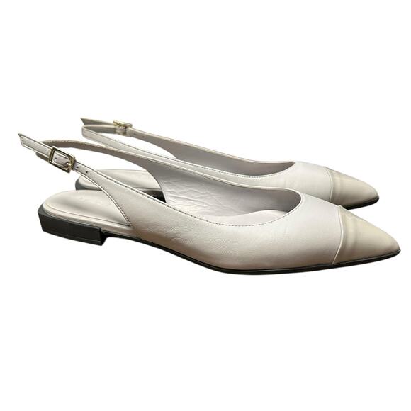 M. Gemi White Cream Camelia Slingback Heeled Flats Womens Size 36.5 / US 6.5 - Picture 2 of 8